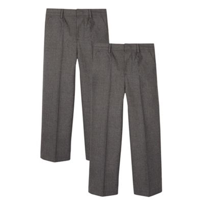Debenhams Pack of two boy's grey pleated school trousers